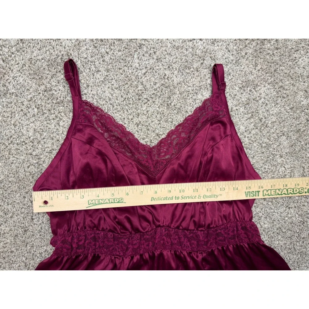 Torrid Sleep Nightgown Chemise 1 Wine Burgundy Satin Lace Trim Babydoll Lingerie